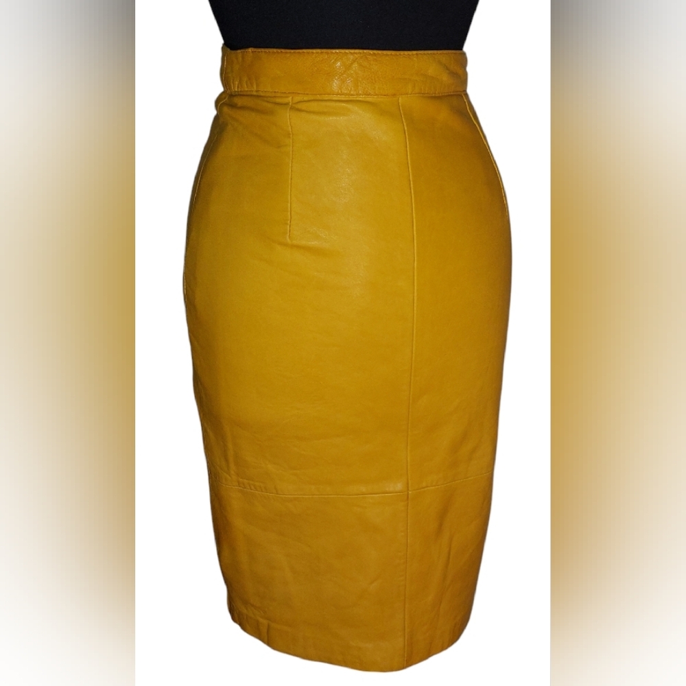 Yellow Leather Skirt